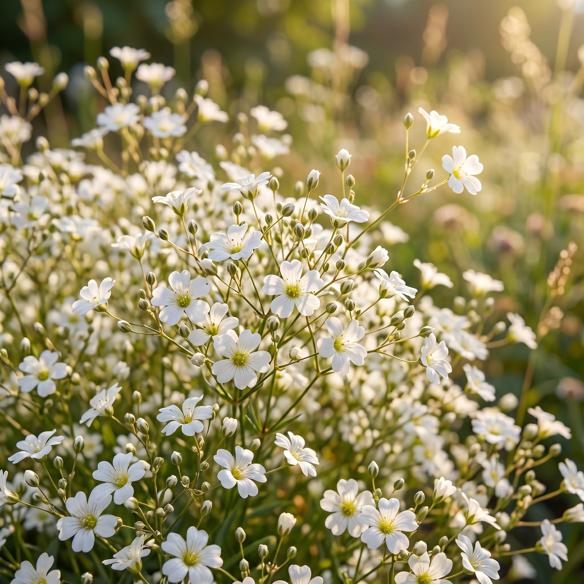 Close-up of white flowers with a blurred natural background